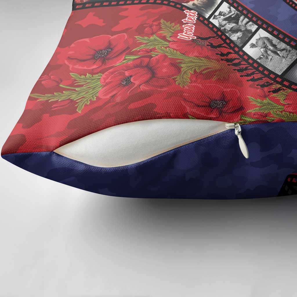 Personalised ANZAC Spirit 1915-2026 Filmstrip Tribute Pillow Cover Lest We Forget 25 April
