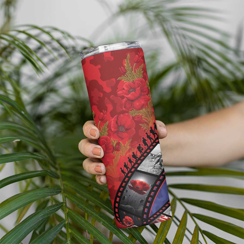 Personalised ANZAC Spirit 1915-2026 Filmstrip Tribute Skinny Tumbler Lest We Forget 25 April LT9 - Polynesian Pride