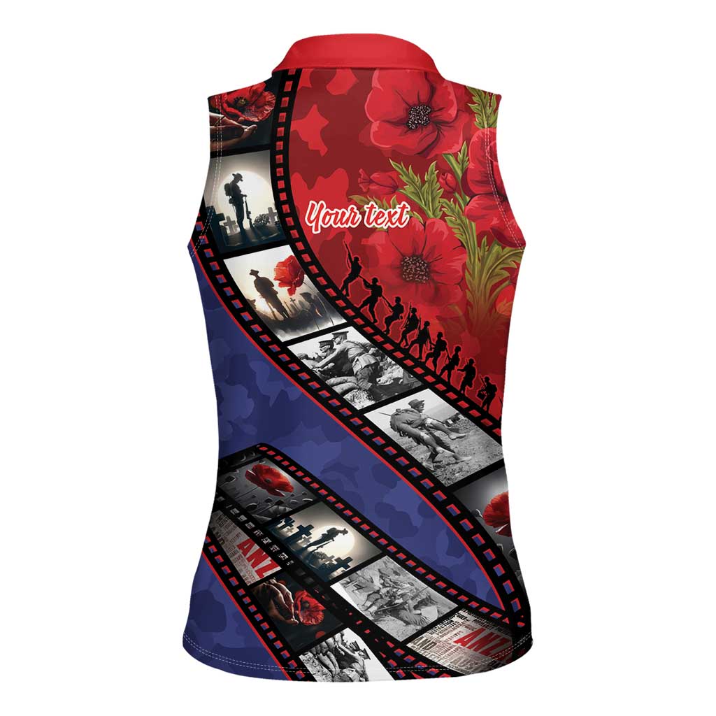 Personalised ANZAC Spirit 1915-2026 Filmstrip Tribute Women Sleeveless Polo Shirt Lest We Forget 25 April LT9 - Polynesian Pride