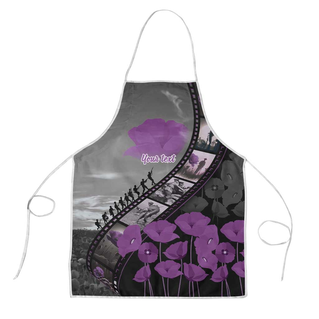 Personalised Remembering ANZAC Lest We Forget Apron Vintage Film Frame Memorial Purple Poppy