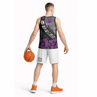 Personalised Remembering ANZAC Lest We Forget Basketball Jersey Vintage Film Frame Memorial Purple Poppy