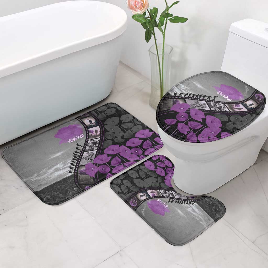 Personalised Remembering ANZAC Lest We Forget Bathroom Set Vintage Film Frame Memorial Purple Poppy