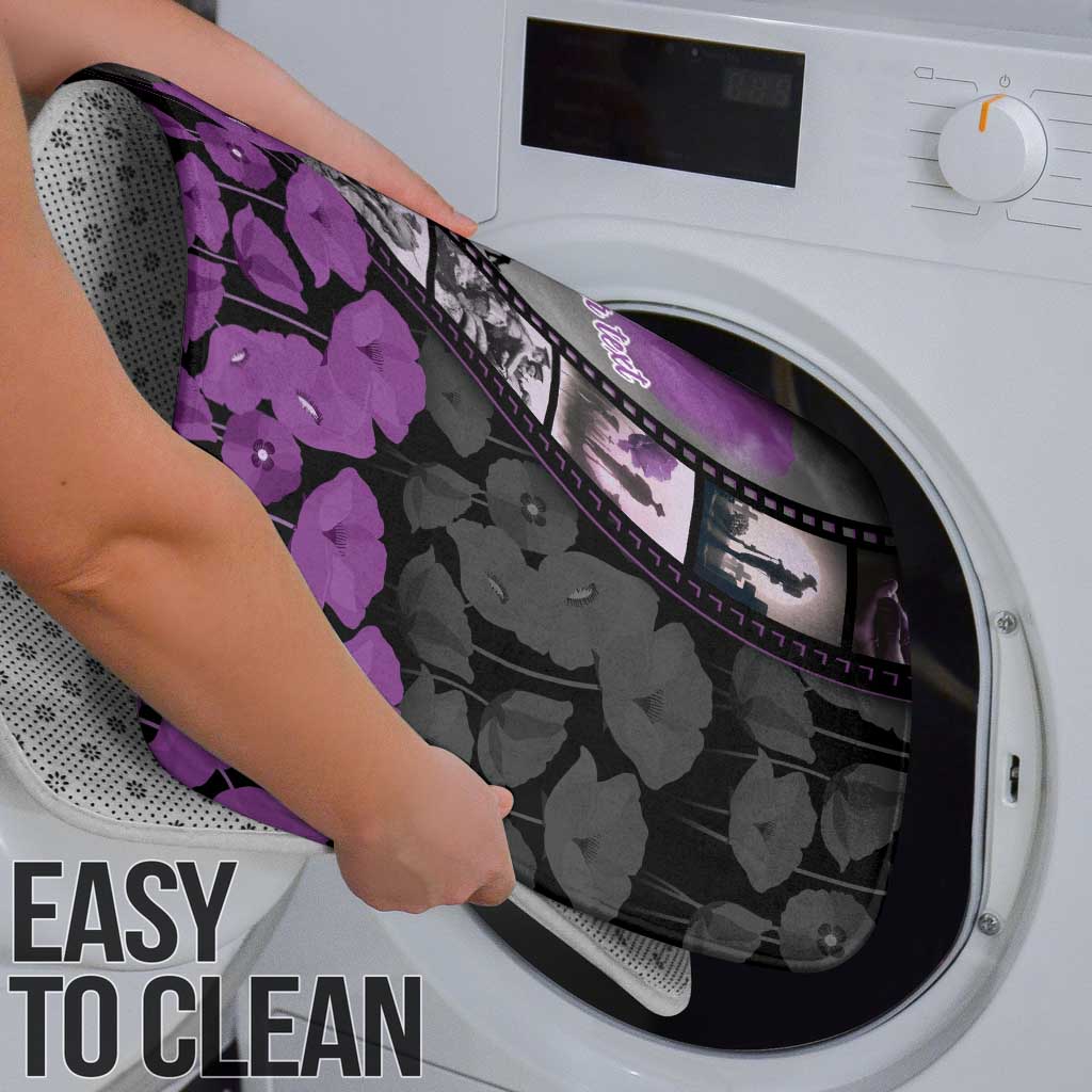 Personalised Remembering ANZAC Lest We Forget Bathroom Set Vintage Film Frame Memorial Purple Poppy