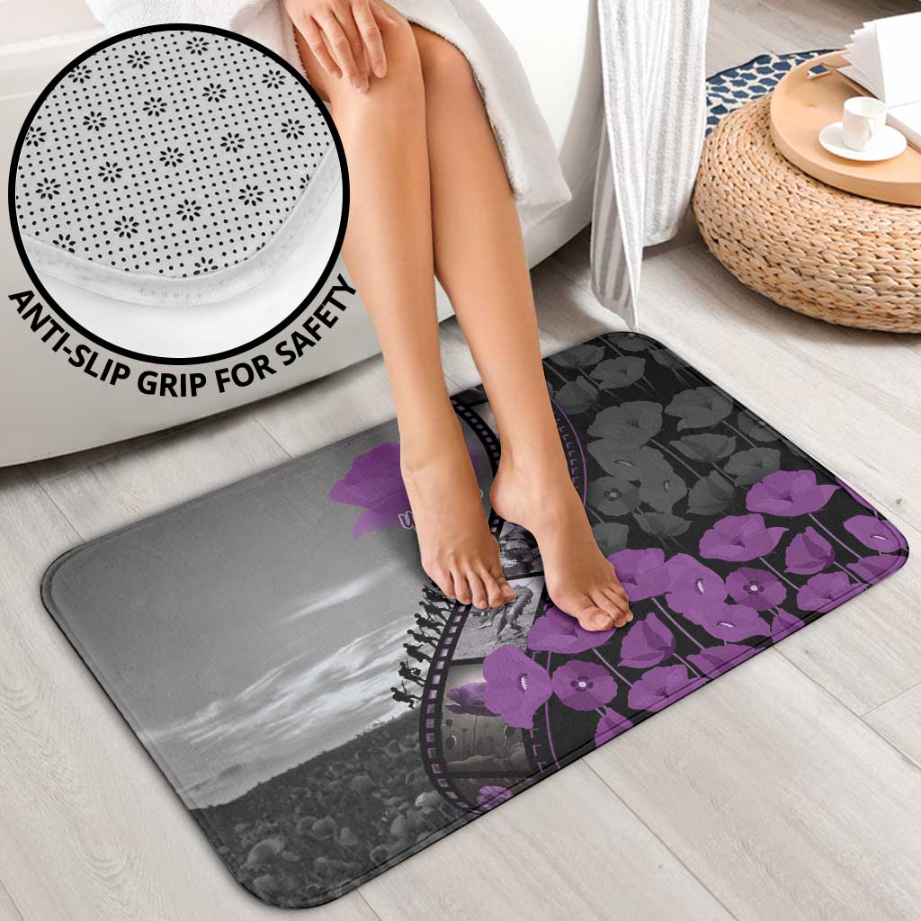 Personalised Remembering ANZAC Lest We Forget Bathroom Set Vintage Film Frame Memorial Purple Poppy