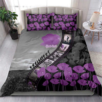Personalised Remembering ANZAC Lest We Forget Bedding Set Vintage Film Frame Memorial Purple Poppy