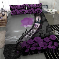 Personalised Remembering ANZAC Lest We Forget Bedding Set Vintage Film Frame Memorial Purple Poppy