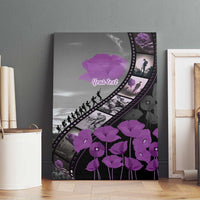 Personalised Remembering ANZAC Lest We Forget Canvas Wall Art Vintage Film Frame Memorial Purple Poppy