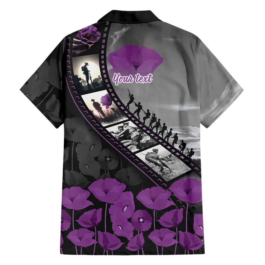 Personalised Remembering ANZAC Lest We Forget Family Matching Long Sleeve Bodycon Dress and Hawaiian Shirt Vintage Film Frame Memorial Purple Poppy LT9 - Polynesian Pride