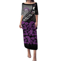 Personalised Remembering ANZAC Lest We Forget Family Matching Puletasi and Hawaiian Shirt Vintage Film Frame Memorial Purple Poppy LT9 Mom's Dress Purple - Polynesian Pride