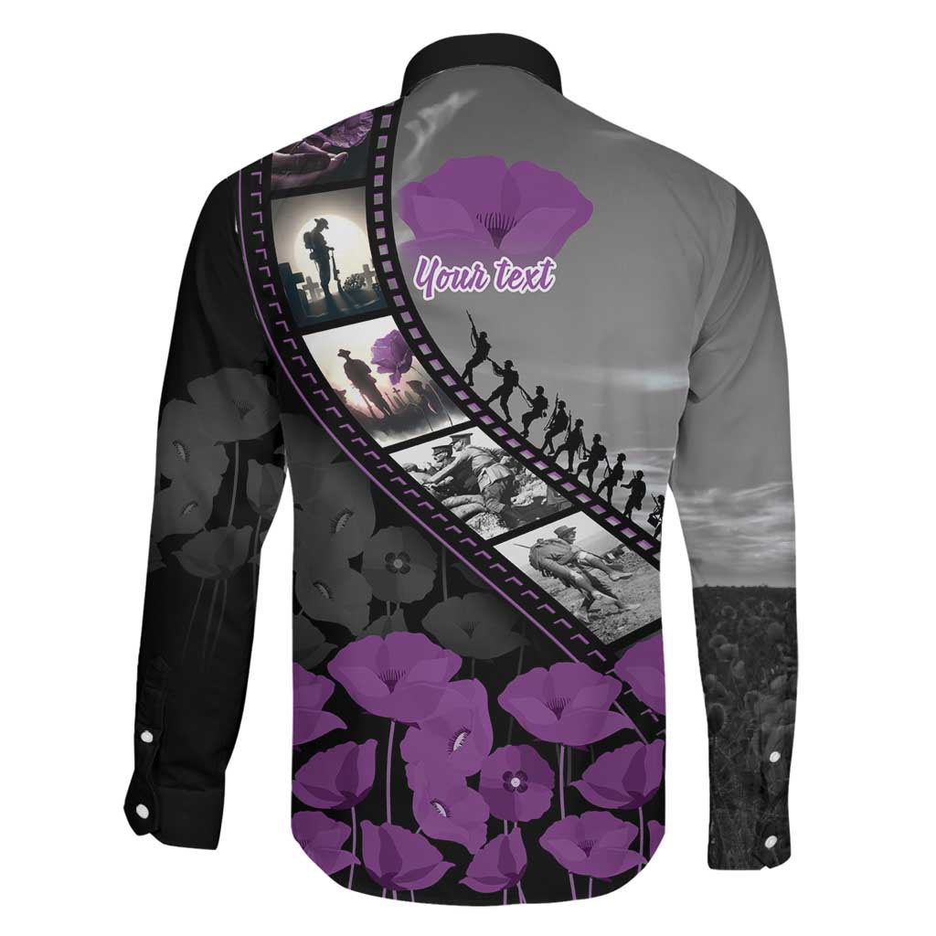 Personalised Remembering ANZAC Lest We Forget Family Matching Summer Maxi Dress and Hawaiian Shirt Vintage Film Frame Memorial Purple Poppy LT9 - Polynesian Pride