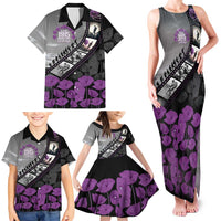 Personalised Remembering ANZAC Lest We Forget Family Matching Tank Maxi Dress and Hawaiian Shirt Vintage Film Frame Memorial Purple Poppy LT9 - Polynesian Pride