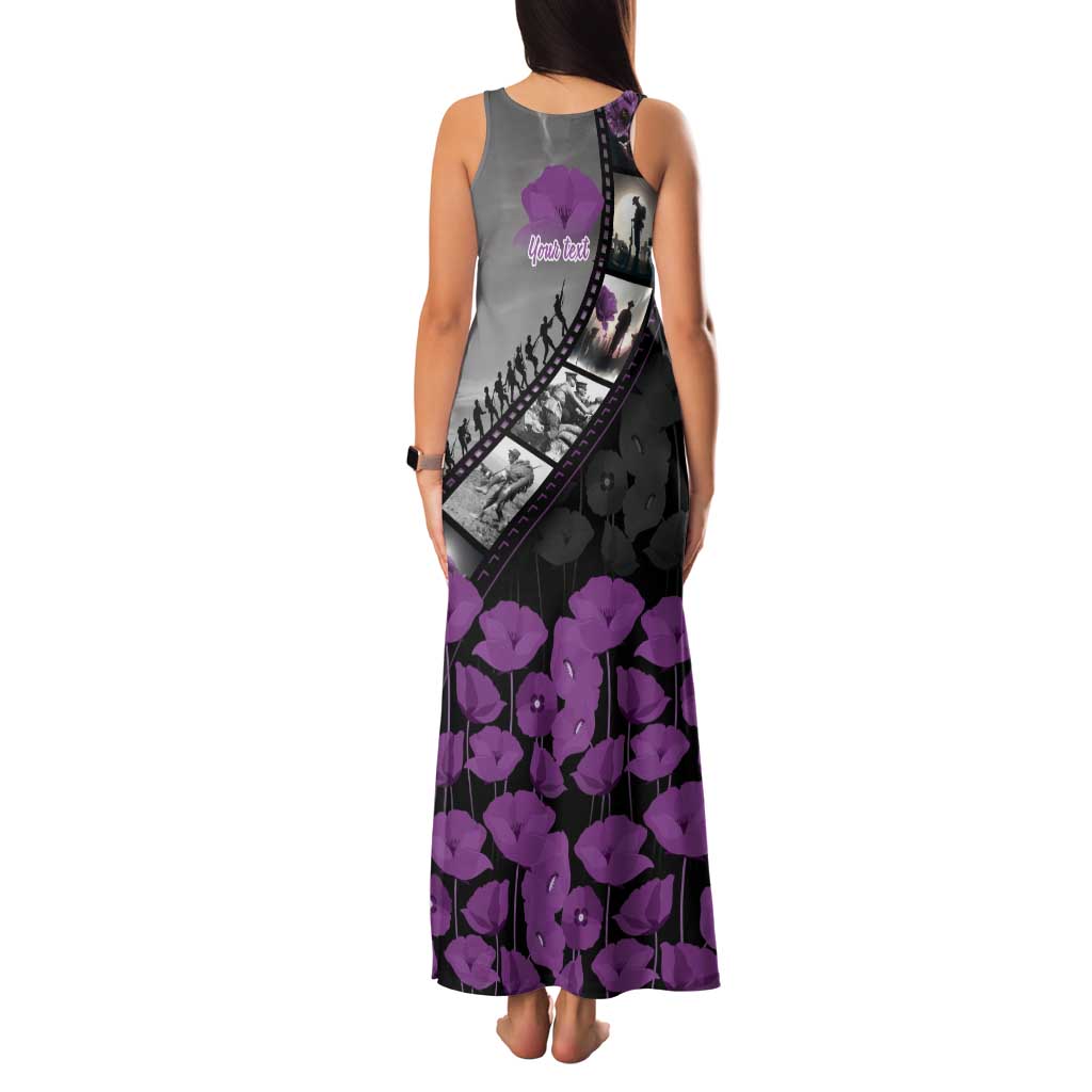 Personalised Remembering ANZAC Lest We Forget Family Matching Tank Maxi Dress and Hawaiian Shirt Vintage Film Frame Memorial Purple Poppy LT9 - Polynesian Pride