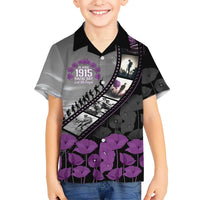 Personalised Remembering ANZAC Lest We Forget Kid Hawaiian Shirt Vintage Film Frame Memorial Purple Poppy
