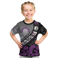 Personalised Remembering ANZAC Lest We Forget Kid T Shirt Vintage Film Frame Memorial Purple Poppy
