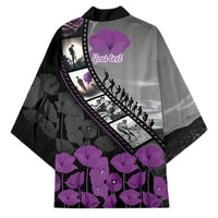 Personalised Remembering ANZAC Lest We Forget Kimono Vintage Film Frame Memorial Purple Poppy