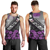 Personalised Remembering ANZAC Lest We Forget Men Tank Top Vintage Film Frame Memorial Purple Poppy