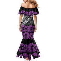 Personalised Remembering ANZAC Lest We Forget Mermaid Dress Vintage Film Frame Memorial Purple Poppy