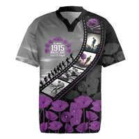 Personalised Remembering ANZAC Lest We Forget Rugby Jersey Vintage Film Frame Memorial Purple Poppy