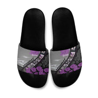 Personalised Remembering ANZAC Lest We Forget Slide Sandals Vintage Film Frame Memorial Purple Poppy