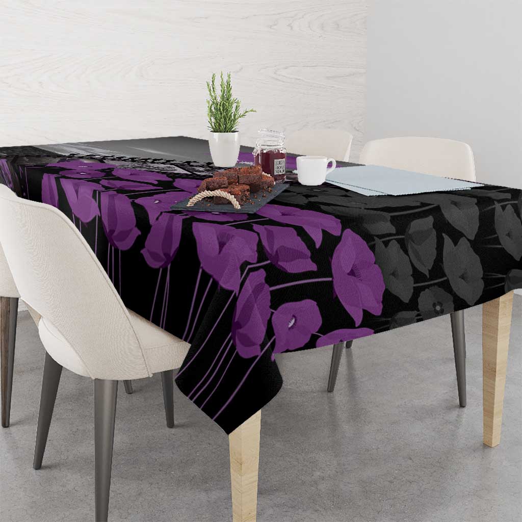 Personalised Remembering ANZAC Lest We Forget Tablecloth Vintage Film Frame Memorial Purple Poppy