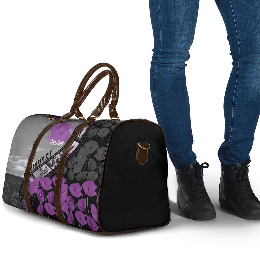 Personalised Remembering ANZAC Lest We Forget Travel Bag Vintage Film Frame Memorial Purple Poppy