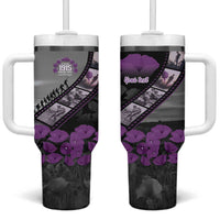 Personalised Remembering ANZAC Lest We Forget Tumbler With Handle Vintage Film Frame Memorial Purple Poppy