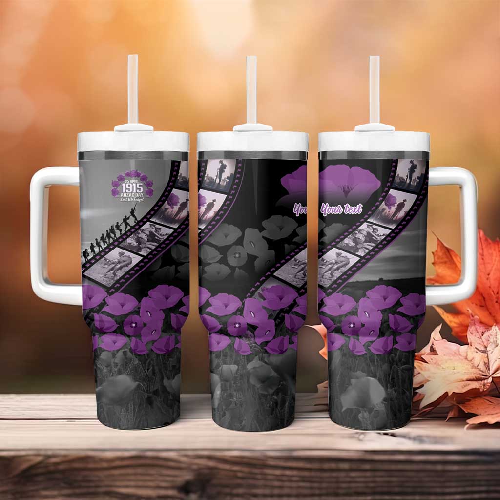 Personalised Remembering ANZAC Lest We Forget Tumbler With Handle Vintage Film Frame Memorial Purple Poppy