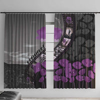 Personalised Remembering ANZAC Lest We Forget Window Curtain Vintage Film Frame Memorial Purple Poppy