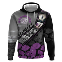 Personalised Remembering ANZAC Lest We Forget Zip Hoodie Vintage Film Frame Memorial Purple Poppy