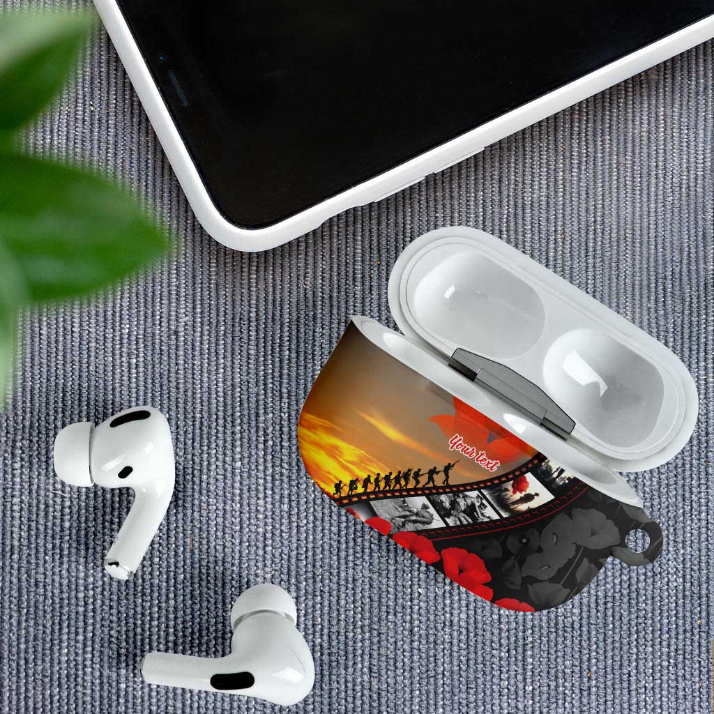Personalised Remembering ANZAC Lest We Forget AirPods Case Vintage Film Frame Memorial Red Poppy