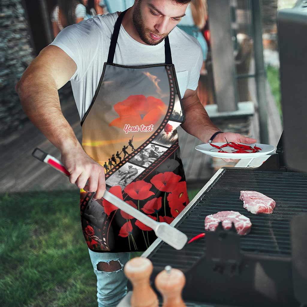 Personalised Remembering ANZAC Lest We Forget Apron Vintage Film Frame Memorial Red Poppy