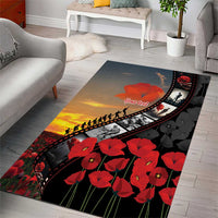 Personalised Remembering ANZAC Lest We Forget Area Rug Vintage Film Frame Memorial Red Poppy