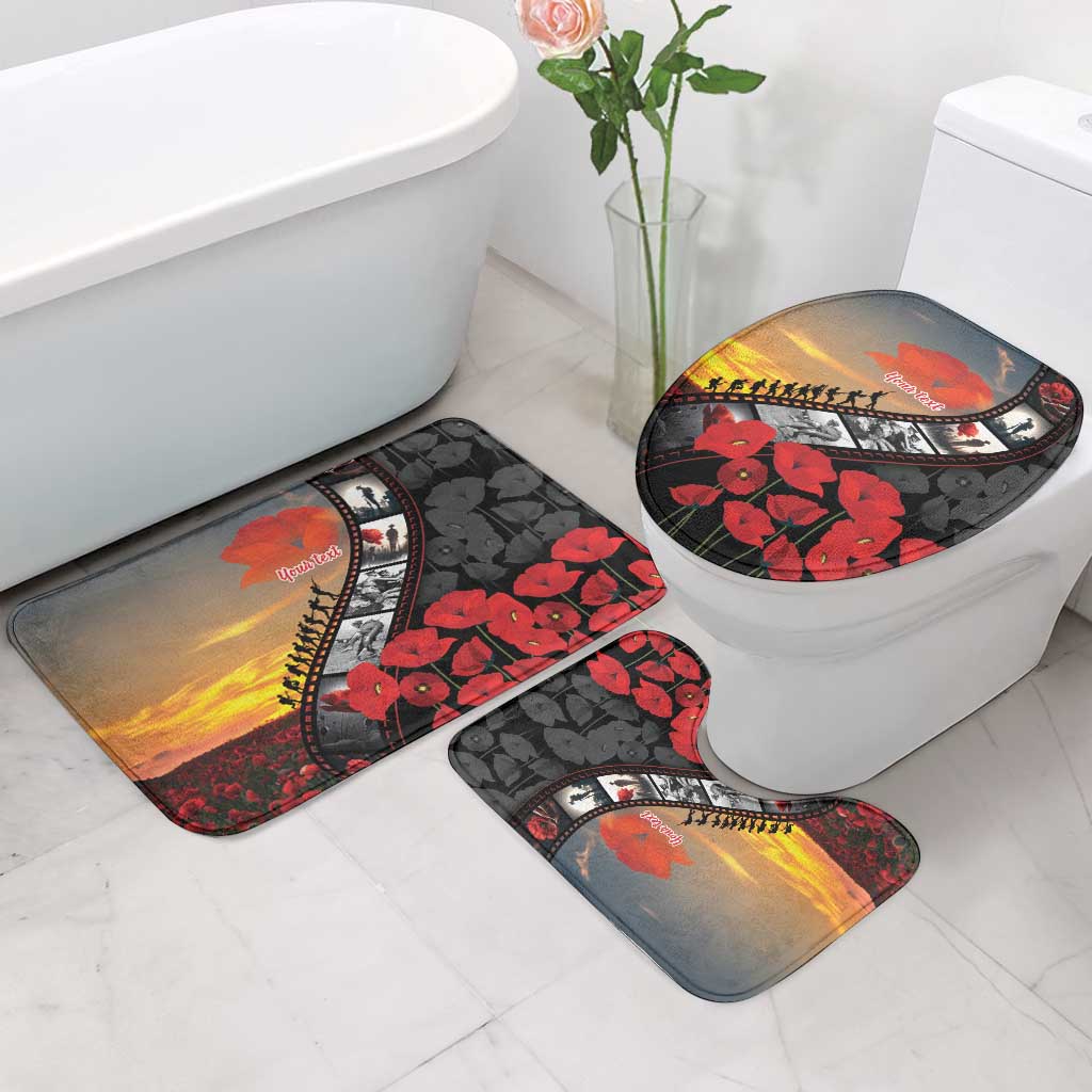 Personalised Remembering ANZAC Lest We Forget Bathroom Set Vintage Film Frame Memorial Red Poppy