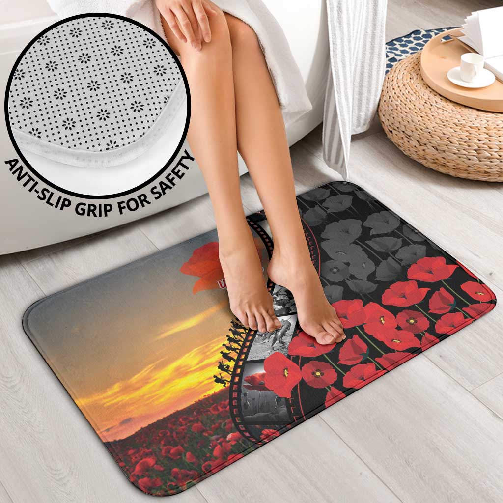 Personalised Remembering ANZAC Lest We Forget Bathroom Set Vintage Film Frame Memorial Red Poppy