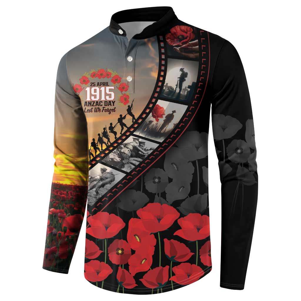 Personalised Remembering ANZAC Lest We Forget Button Sweatshirt Vintage Film Frame Memorial Red Poppy
