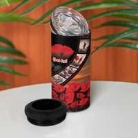 Personalised Remembering ANZAC Lest We Forget 4 in 1 Can Cooler Tumbler Vintage Film Frame Memorial Red Poppy
