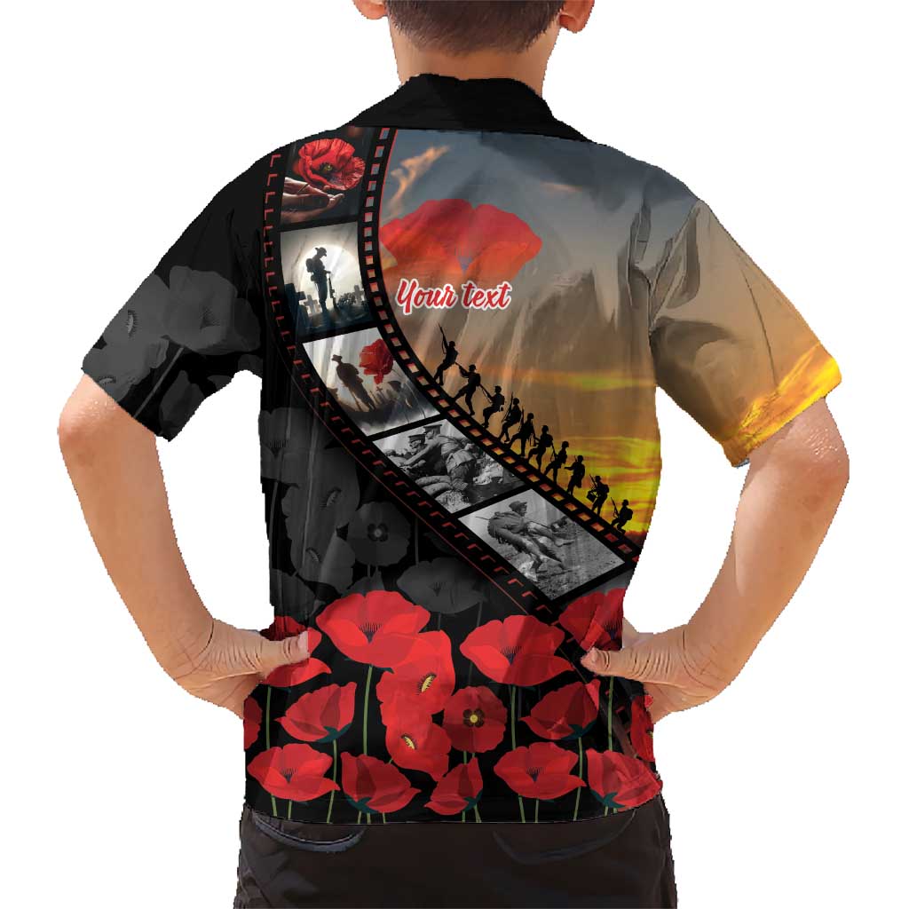 Personalised Remembering ANZAC Lest We Forget Family Matching Mermaid Dress and Hawaiian Shirt Vintage Film Frame Memorial Red Poppy LT9 - Polynesian Pride