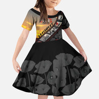 Personalised Remembering ANZAC Lest We Forget Family Matching Off Shoulder Maxi Dress and Hawaiian Shirt Vintage Film Frame Memorial Red Poppy LT9 Daughter's Dress Red - Polynesian Pride