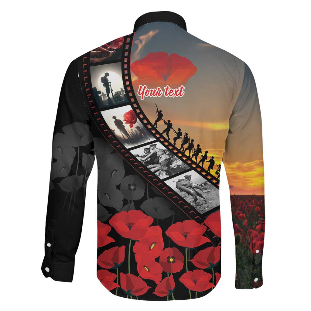Personalised Remembering ANZAC Lest We Forget Family Matching Puletasi and Hawaiian Shirt Vintage Film Frame Memorial Red Poppy LT9 - Polynesian Pride