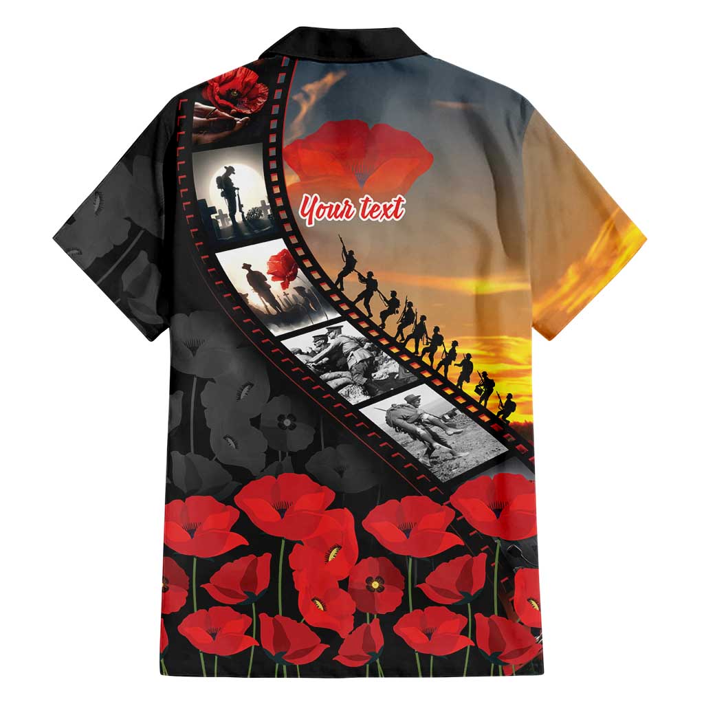 Personalised Remembering ANZAC Lest We Forget Family Matching Summer Maxi Dress and Hawaiian Shirt Vintage Film Frame Memorial Red Poppy LT9 - Polynesian Pride