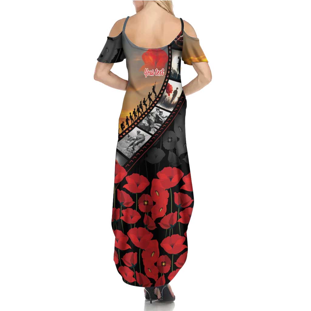 Personalised Remembering ANZAC Lest We Forget Family Matching Summer Maxi Dress and Hawaiian Shirt Vintage Film Frame Memorial Red Poppy LT9 - Polynesian Pride