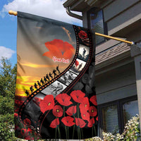 Personalised Remembering ANZAC Lest We Forget Garden Flag Vintage Film Frame Memorial Red Poppy