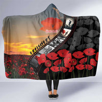 Personalised Remembering ANZAC Lest We Forget Hooded Blanket Vintage Film Frame Memorial Red Poppy
