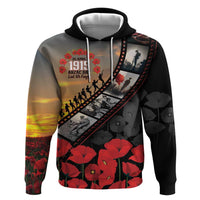 Personalised Remembering ANZAC Lest We Forget Hoodie Vintage Film Frame Memorial Red Poppy
