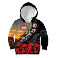 Personalised Remembering ANZAC Lest We Forget Kid Hoodie Vintage Film Frame Memorial Red Poppy
