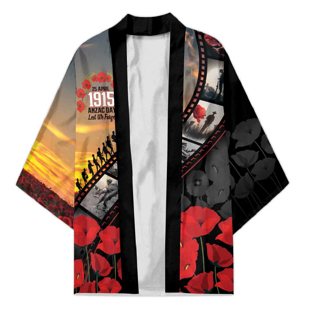 Personalised Remembering ANZAC Lest We Forget Kimono Vintage Film Frame Memorial Red Poppy