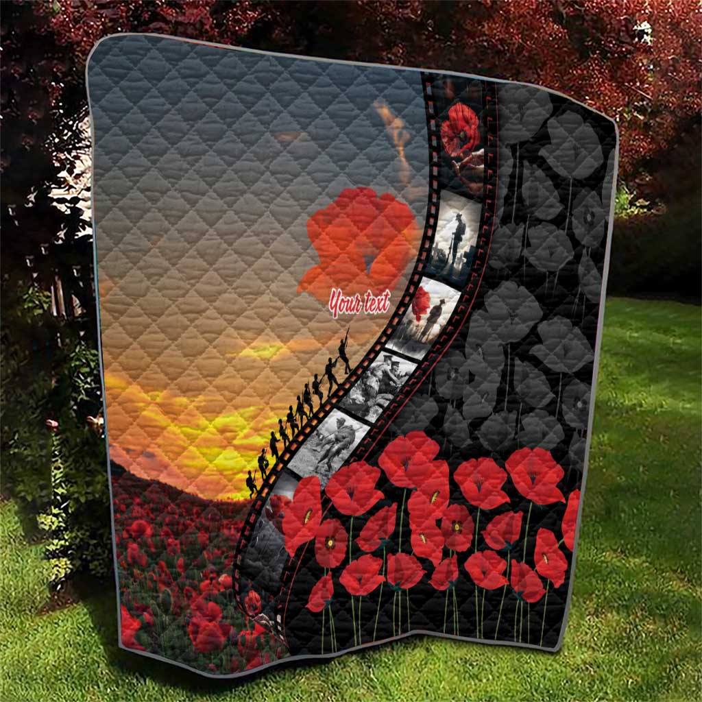 Personalised Remembering ANZAC Lest We Forget Quilt Vintage Film Frame Memorial Red Poppy
