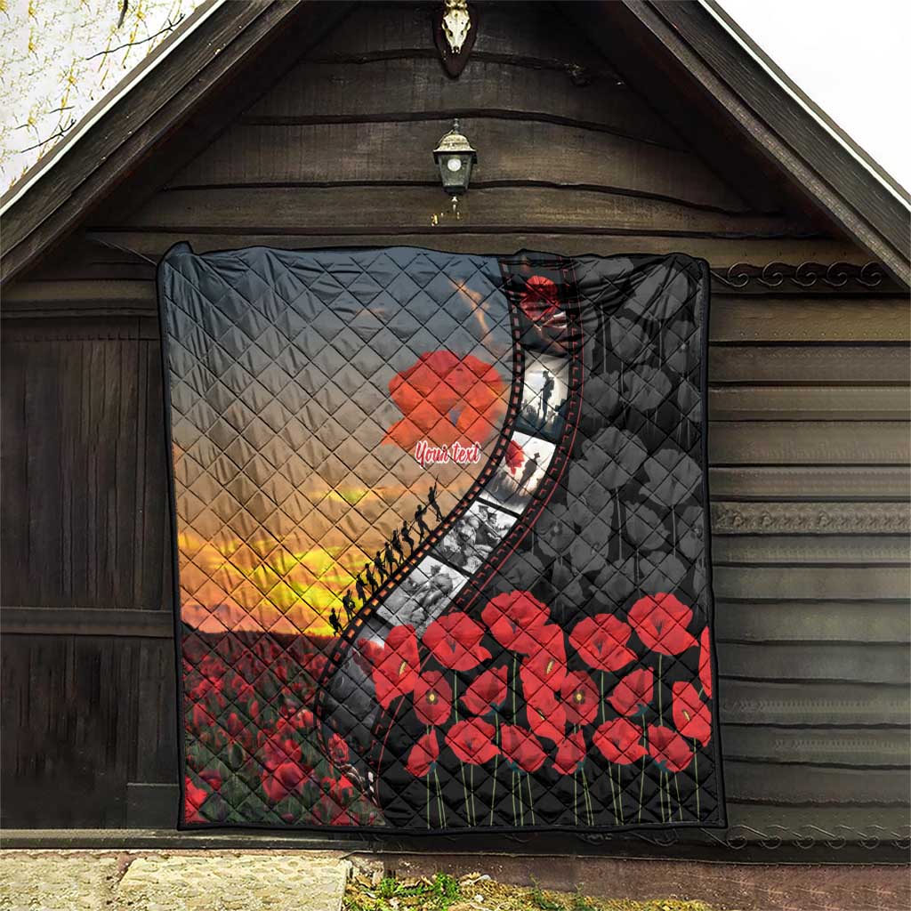 Personalised Remembering ANZAC Lest We Forget Quilt Vintage Film Frame Memorial Red Poppy