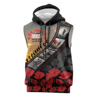 Personalised Remembering ANZAC Lest We Forget Sleeveless Zip Hoodie Vintage Film Frame Memorial Red Poppy