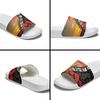 Personalised Remembering ANZAC Lest We Forget Slide Sandals Vintage Film Frame Memorial Red Poppy